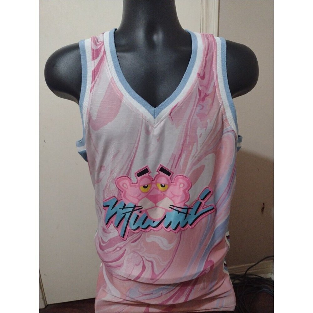 Men's Pink Panther Miami Basketball Jersey #3 Size Small S Pink
